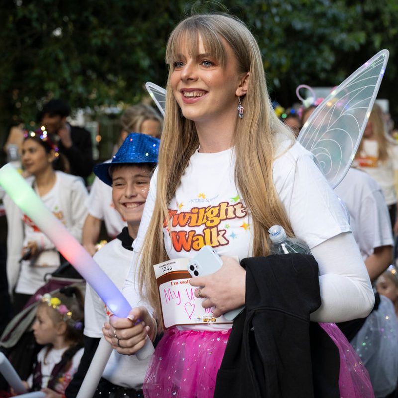Woman smiling and walking